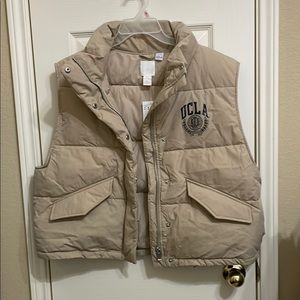 H&M Tan Puffer Jacket Quilted Stand-Up Collar